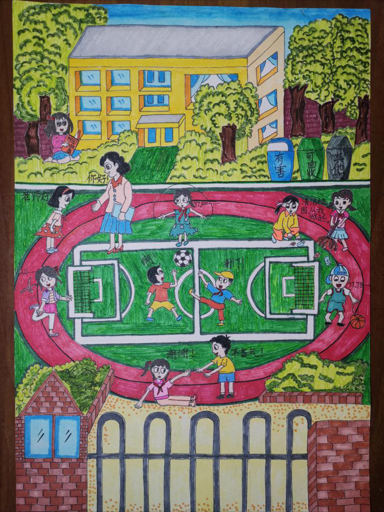 绘画作品以最美校园一角,我和艺术节的故事,香樟校园故事多为主题